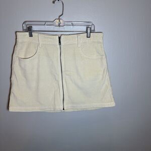American Eagle Zipper Front Super High Rise Corduroy Skirt Cream Size 14 BNWT